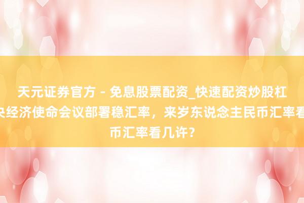 天元证券官方 - 免息股票配资_快速配资炒股杠杆 中央经济使命会议部署稳汇率，来岁东说念主民币汇率看几许？
