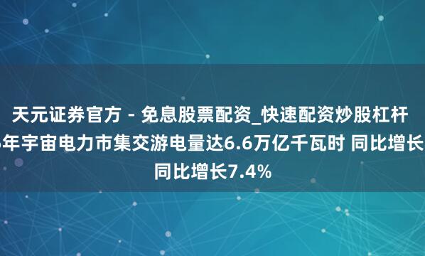 天元证券官方 - 免息股票配资_快速配资炒股杠杆 2025年宇宙电力市集交游电量达6.6万亿千瓦时 同比增长7.4%